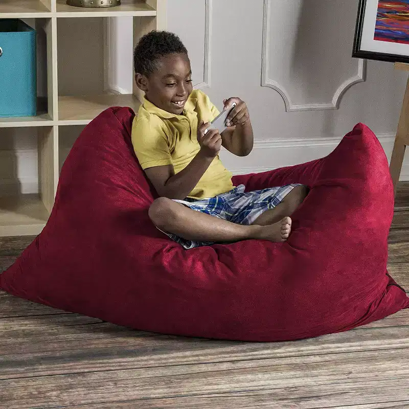 3.5 ft Kids Bean Bag Floor Pillow – Microsuede, Seats 1 (Blueberry / Cherry / Fuchsia / Grape / Lime / Pumpkin)
