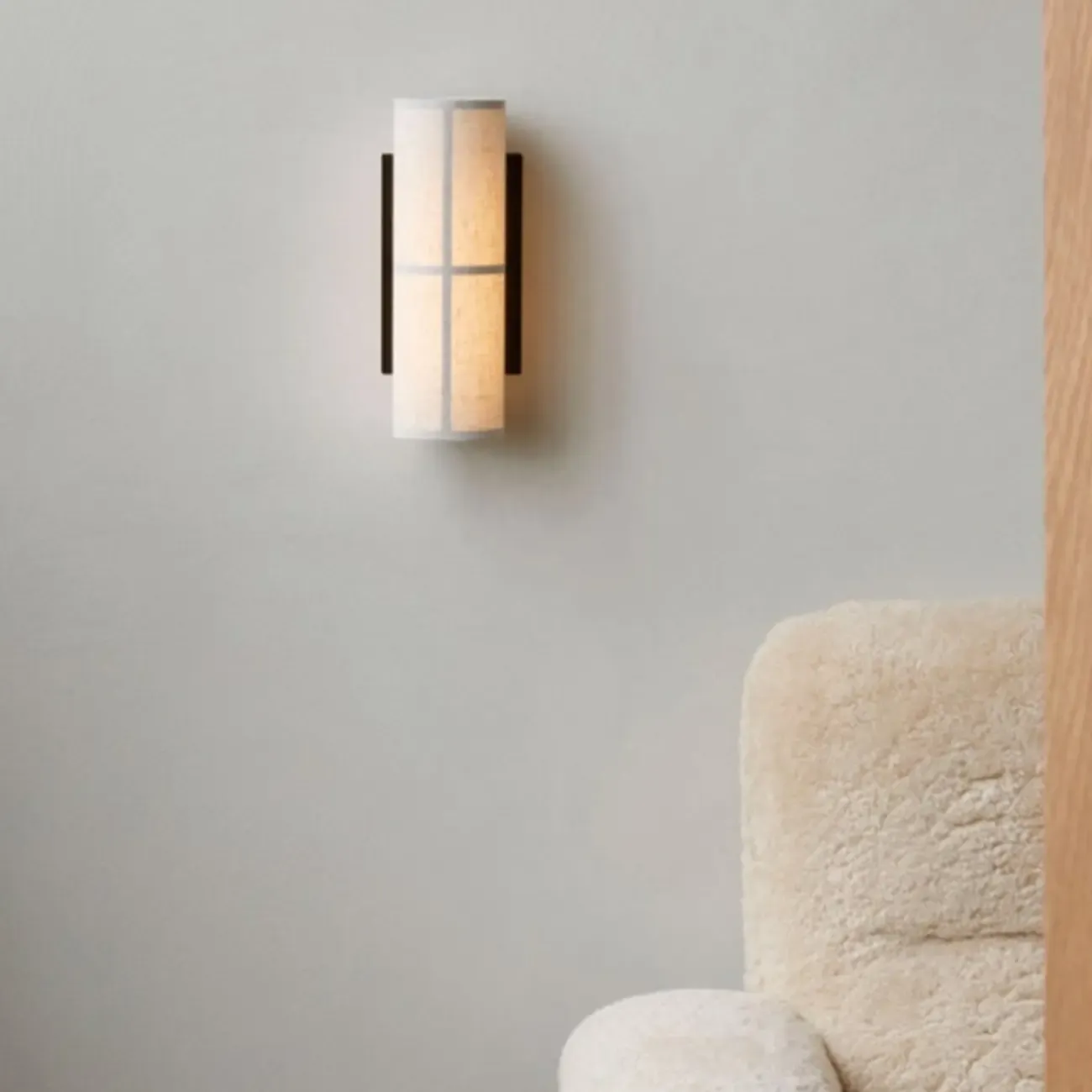 Modern Linen Beige Cylinder Wall Sconce with Switch