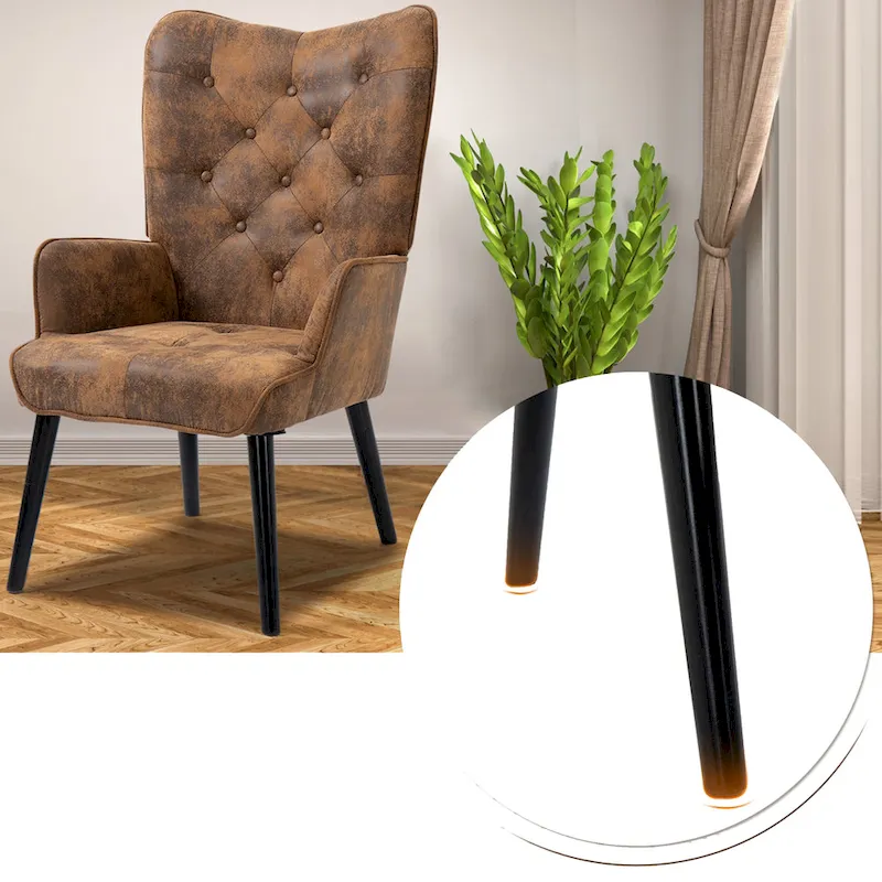 Rustic Wingback Accent Chair with Arms - Tufted Button Design