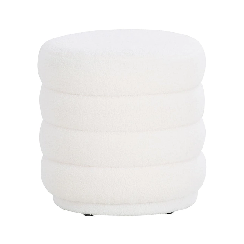 Hawley White Round Sherpa Ottoman