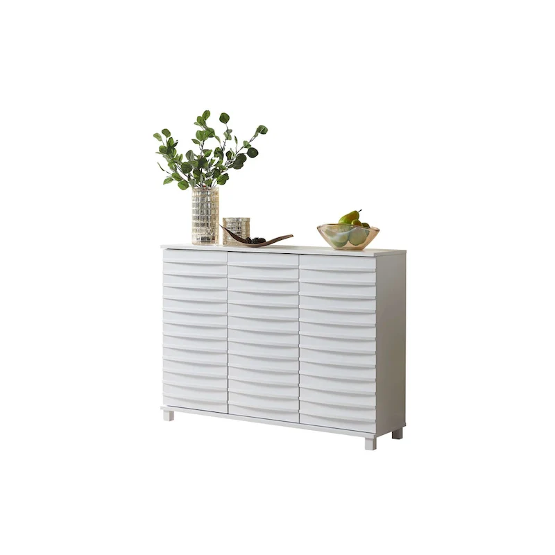 Sideboard Buffet Console Table with 2 Cabinets, White, Modern, for Kitchen/Living Room