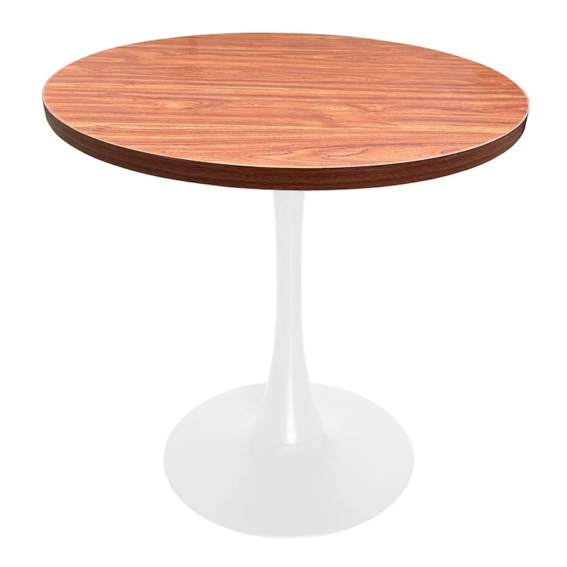 Bristol 36 Round Dining Table for 4 with MDF Top and Modern White Iron Base for Kitchen & Dining Room