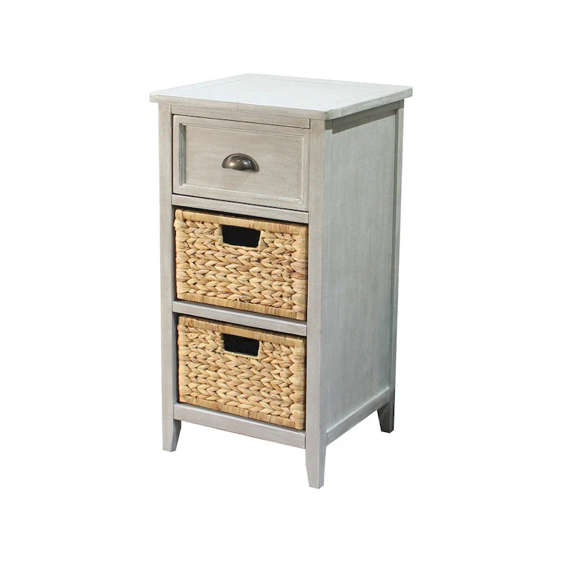 M4H Verdon Solid Wood Natural Water Hyacinth Drawer Accent Cabinet - N/A
