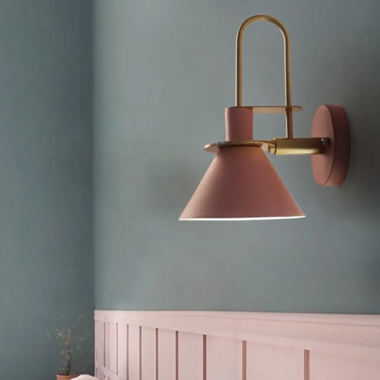 Cone Bathroom Vanity Light with Green Iron Shade