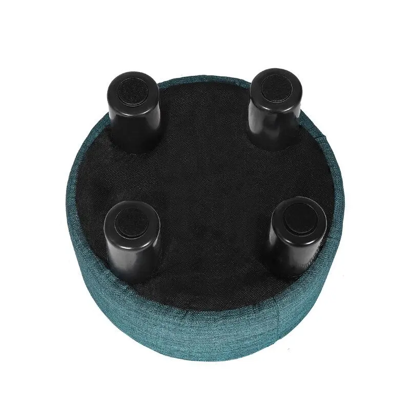 Adeco Modern Small Round Seat Fabric Ottoman Footrest Footstool Room