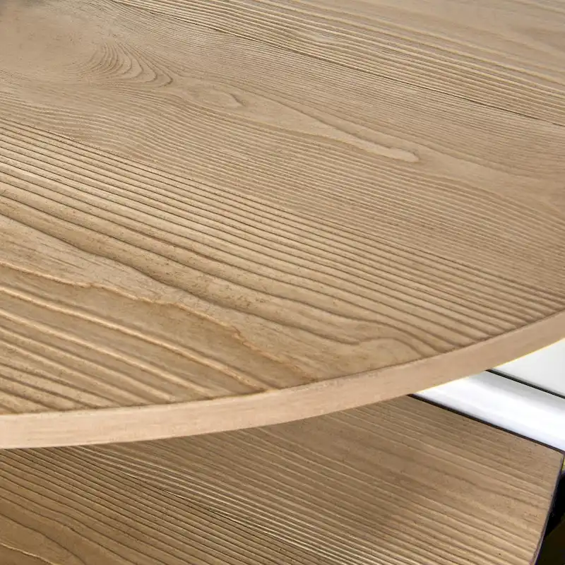 2-Tier Oval Table – Wood Grain / Black Metal, Industrial Style, Single