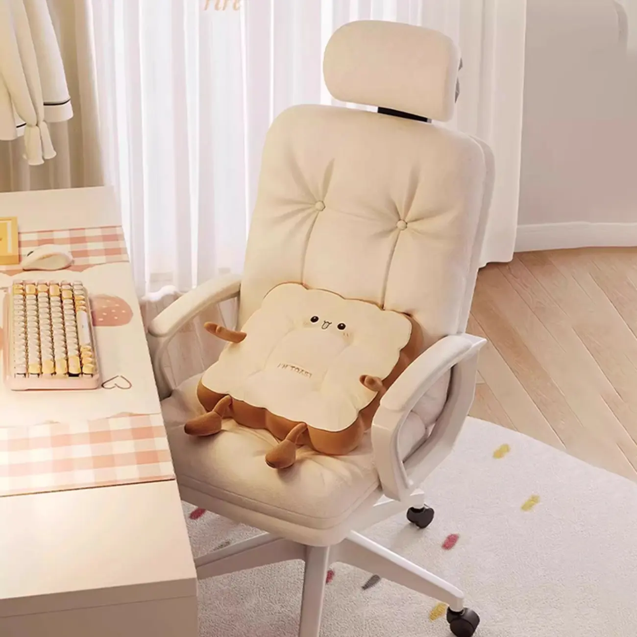 Modern White Leather Swivel Ergonomic Office Chair