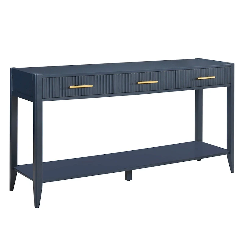 High-Quality Entryway Console Table with Vertical Stripe Drawers, Long Legs