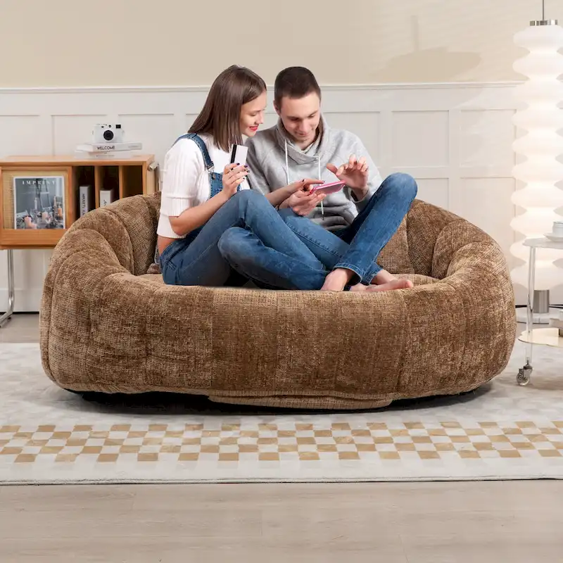 Coffee Modern 59 Chenille Loveseat Chaise Lounge Chair