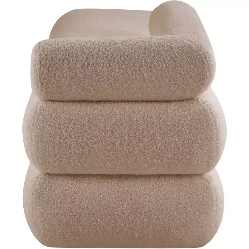 Meridian Furniture,Kennedy Faux Shearling Teddy Fabric Bench