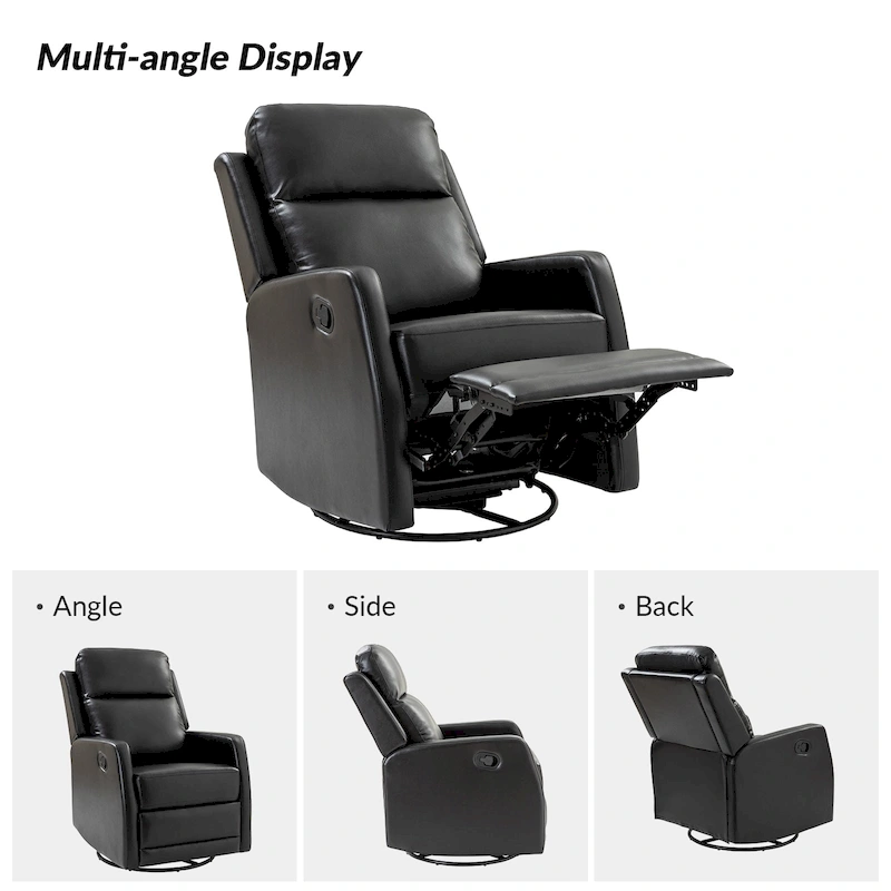 Esteban Modern Faux Leather Manual Rocking Swivel Recliner with Wingback