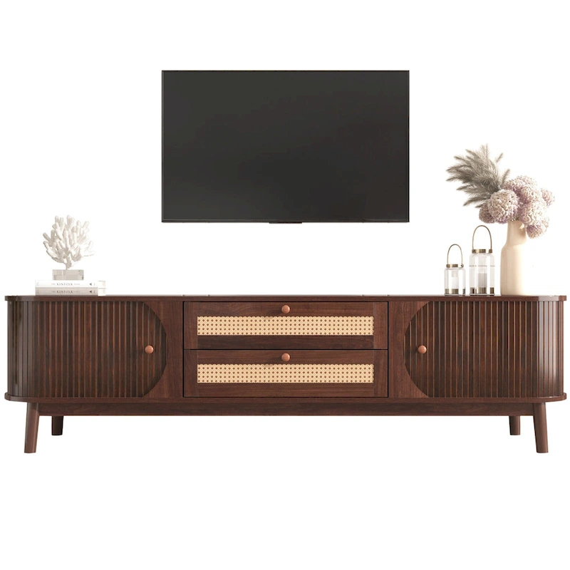 Modern Farmhouse Rattan TV Stand
