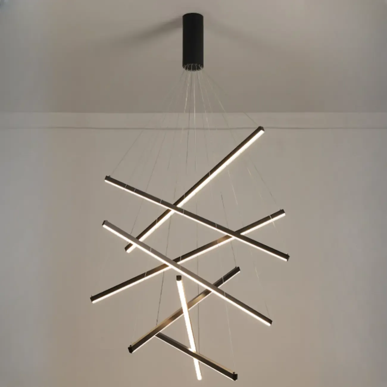 Modern Geometric Linear Sputnik Chandelier