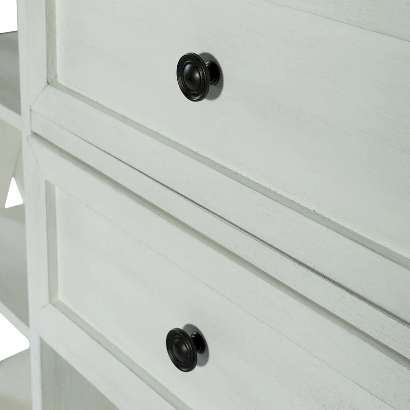 White Two-Tone Server Cabinet with Stemware Rack and Adjustable Shelves