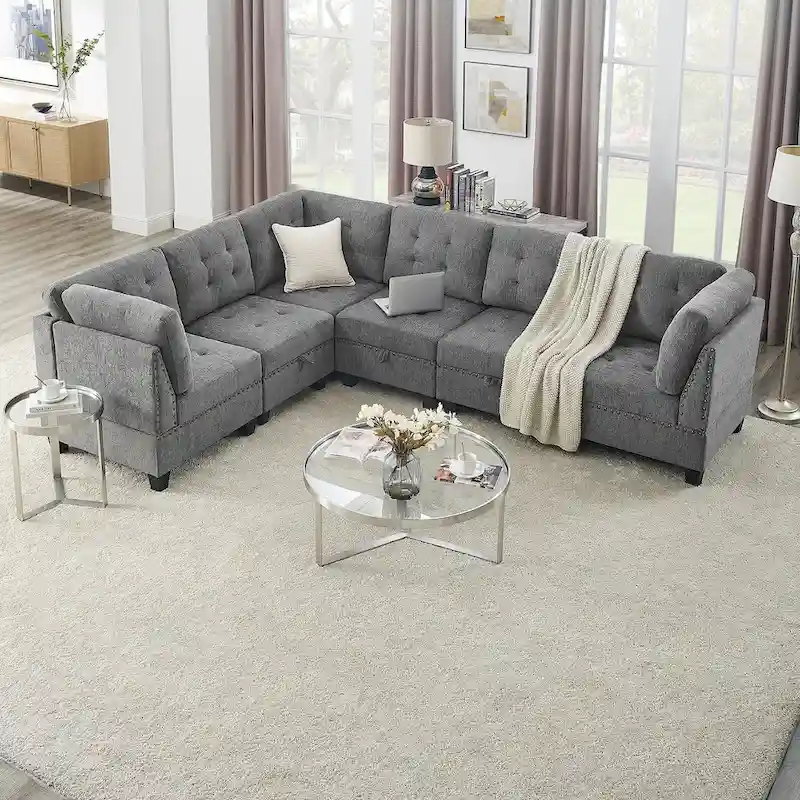 DIY Combination Modular Sectional Sofa, Gray