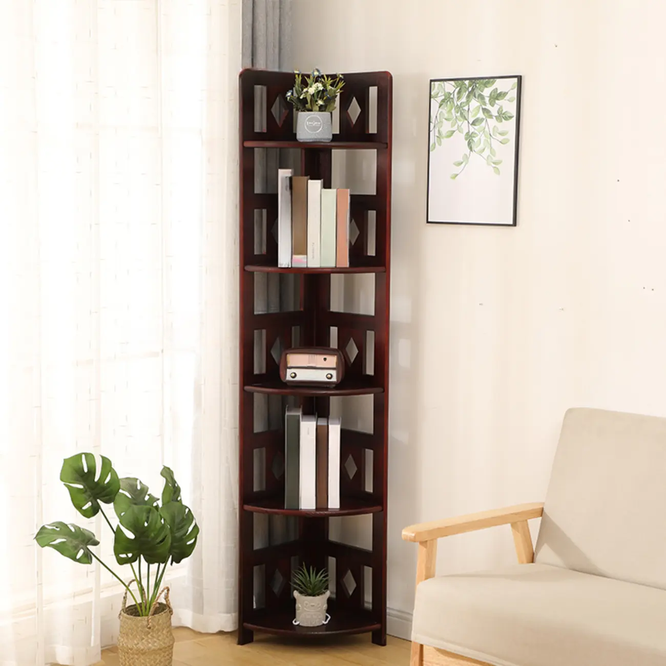 Free Standing Pine Wood Wine Racks with Bar Glass Holder Shelf