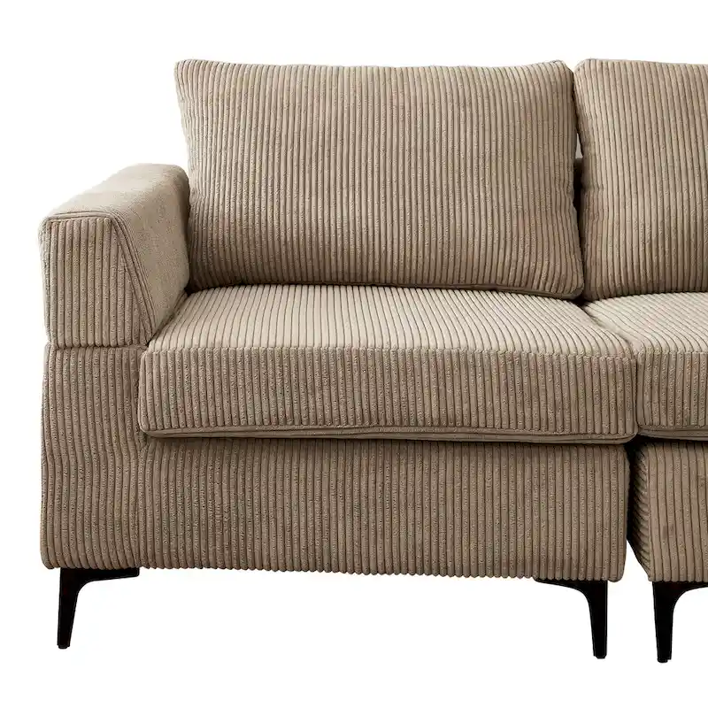 HOOOWOOO Living Room L-Shaped Polyester Fabric Reversible Chaise Sofa