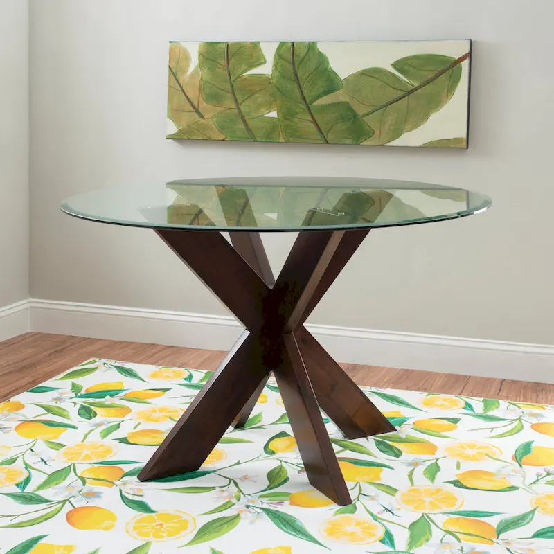 Allard X-base Round Glass Dining Table (Table Only)
