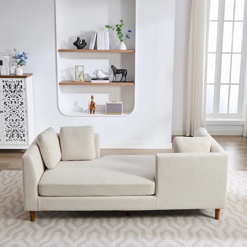 Wide Modern Double-Sided Upholstered Chaise Lounge