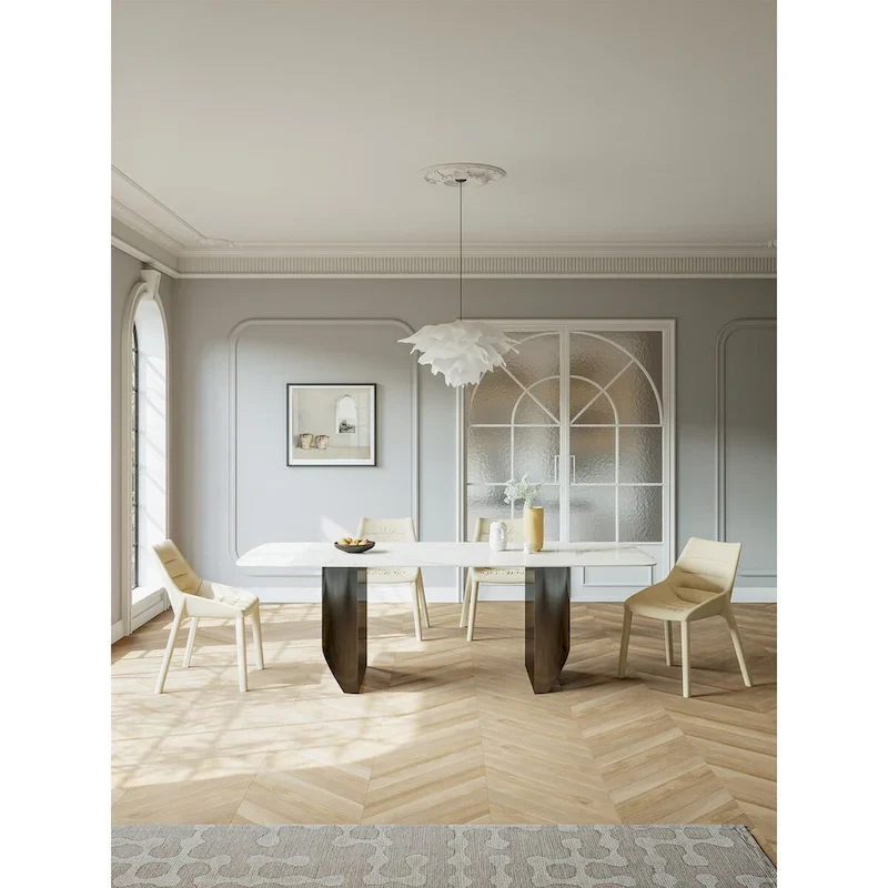 White Sintered Stone Dining Table - 6 Seater 63