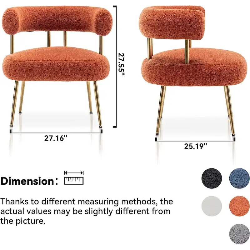 SEYNAR Modern Glam Upholstered Comfy Open-Back Accent Vanity chair with Golden Legs