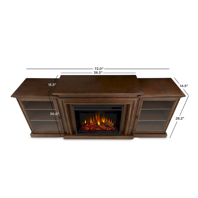 Frederick 72 Electric TV Stand Fireplace in Chestnut Oak by Real Flame - 72L x 15.5W x 30.1H