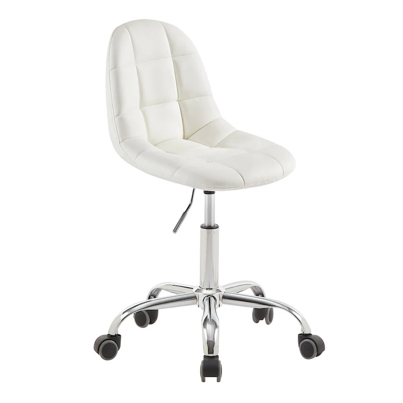 Armless Home Office Chair, Height Adjustable Computer Desk Chair with Wheels