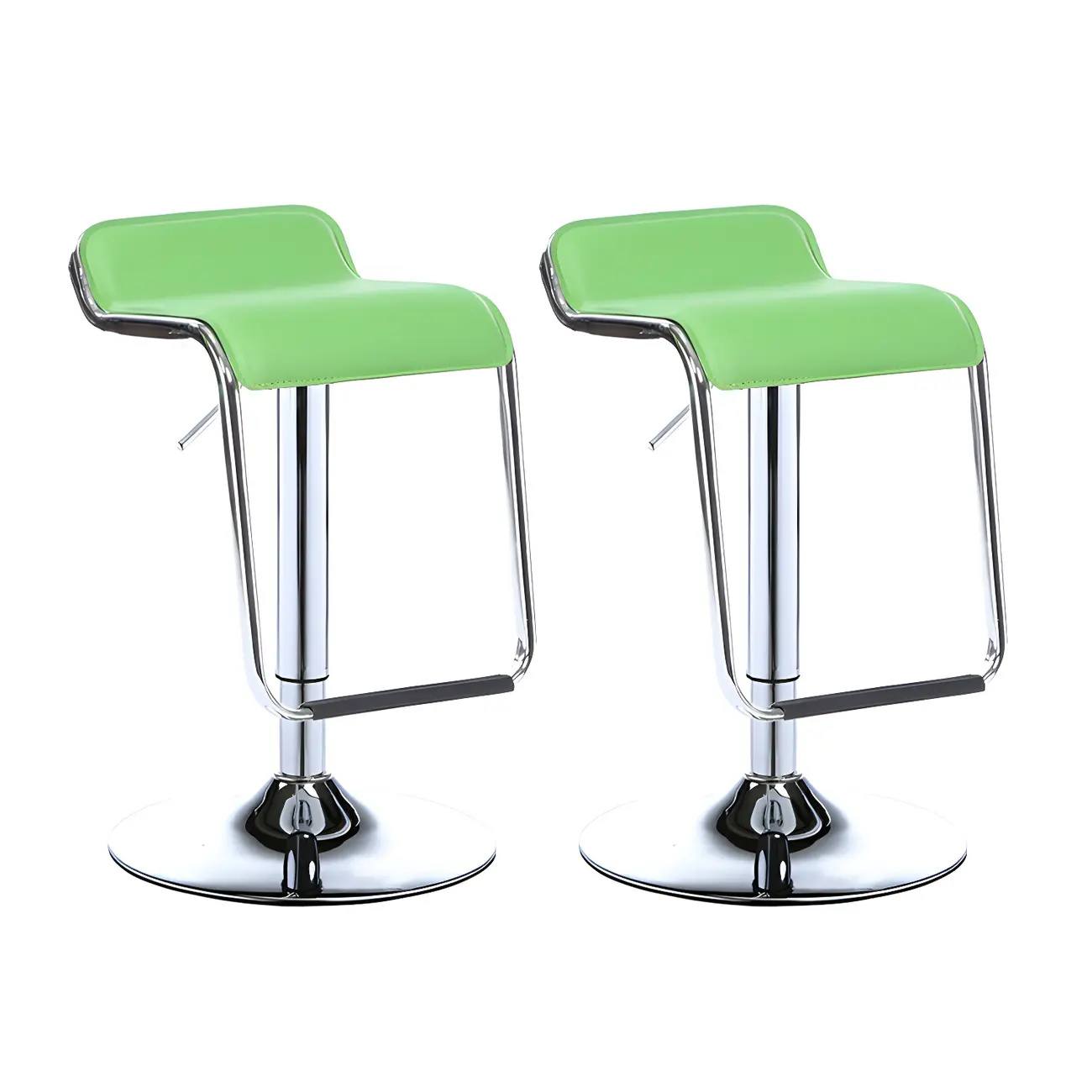 Modern Pedestal Swivel Bar Stool Adjustable Height Low Back Faux Leather
