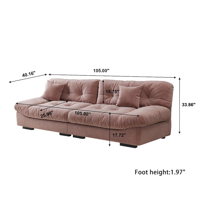 105 Minimalism Cloud Sofa Loveseat with Two Pillow