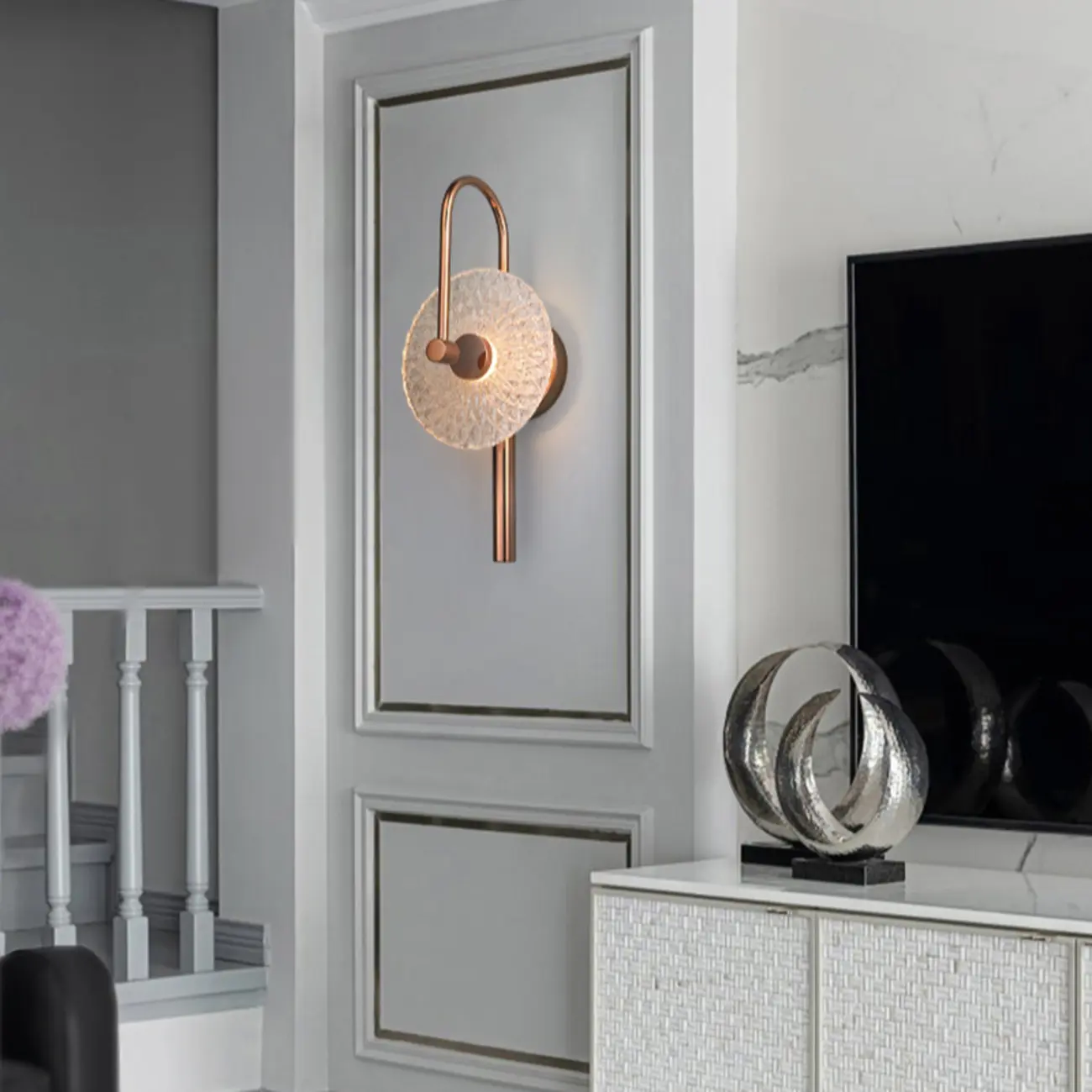 Modern Metal Glass Round Wall Sconce