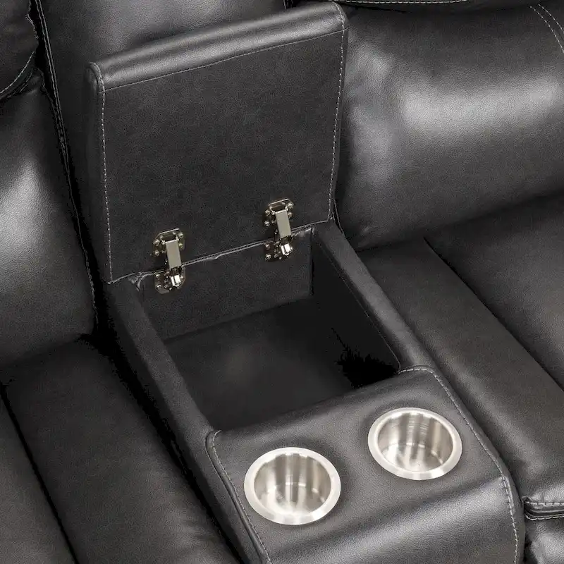 Transitional Faux Leather Reclining Sectional Sofa