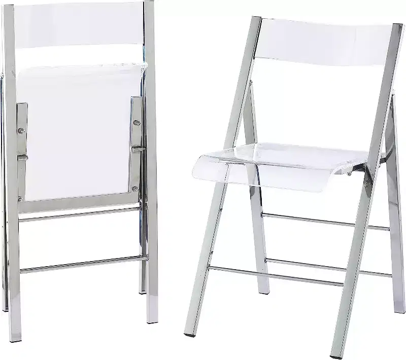 InterSpaceLiving Kasper Flex Luxury Modern Folding Chair Acrylic Lucite 2 Pk