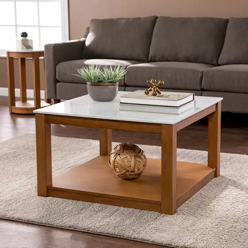 SEI Furniture Carmona Natural Wood Two Tier Coffee Table