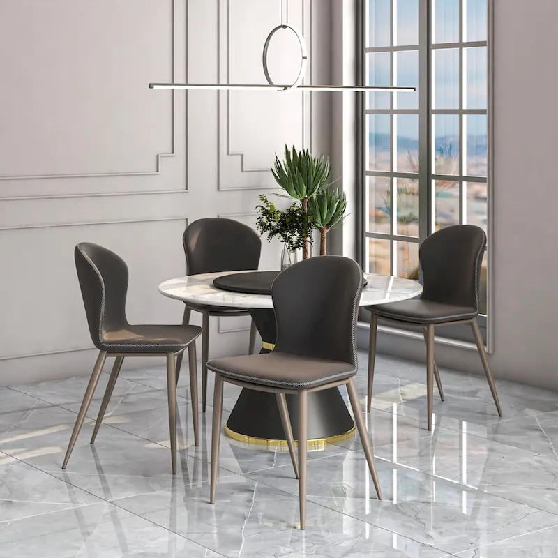 Modern Upholstered Fabric Dining Chair with Metal Legs, Mosaic Style Kitchen Side Chair