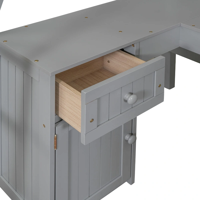 Twin Wooden Loft Bed with Desk and Shelves