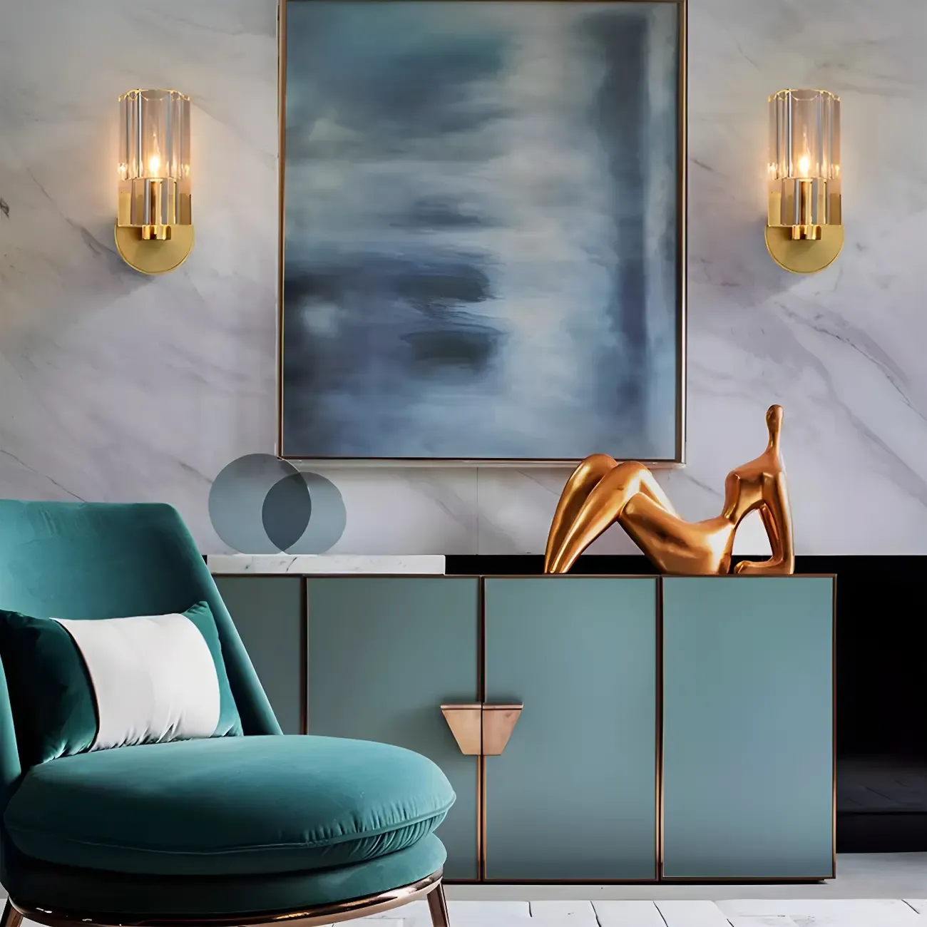 Mini Modern Elegant Gold Up Crystal Cylinder Vanity Light