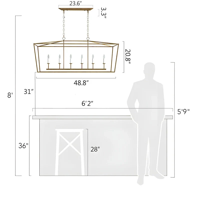 6 - Light Gold Lantern Pendant, Large Cage Style Iron Art Design