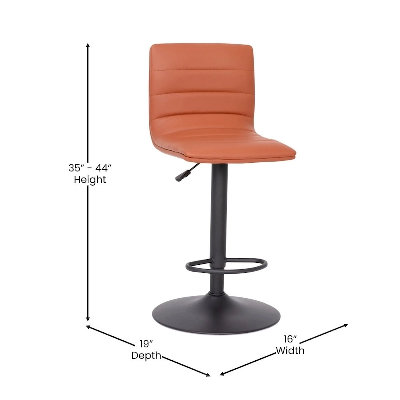 Modern Channel Stitched Adjustable Height Swivel Barstool with Footrest