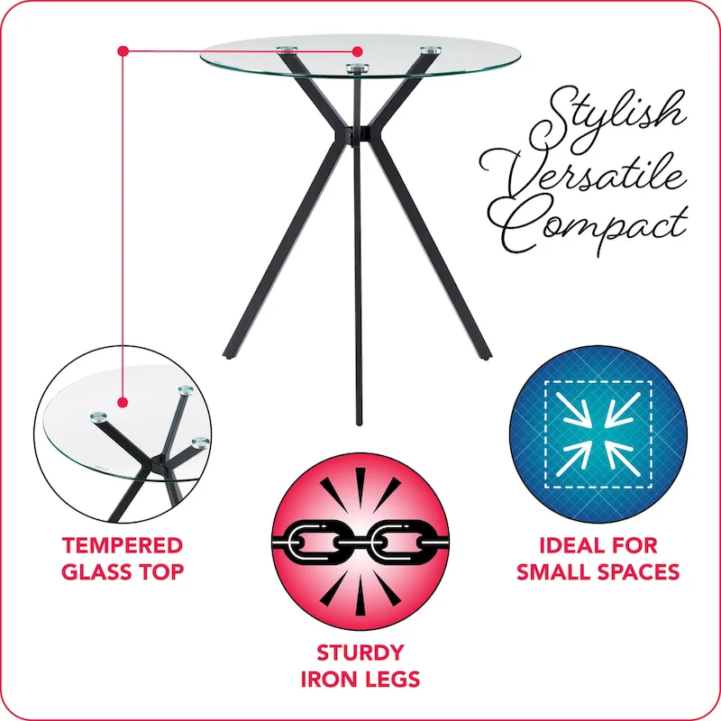 Eliana Glass Top Bistro Table