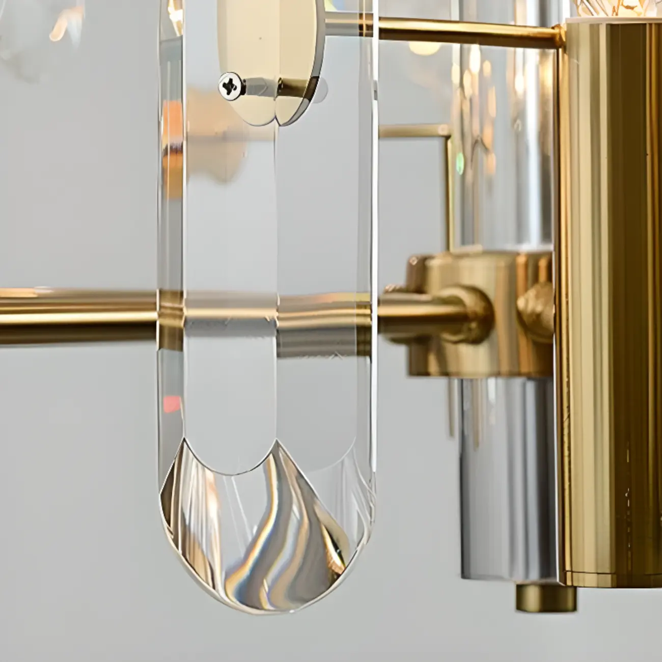 Geometric Gold Metal Clear Crystal Sputnik Chandelier