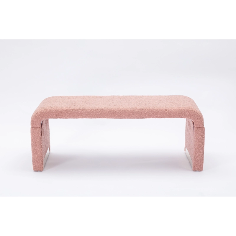 Modern New Boucle Fabric Loveseat Ottoman Footstool Bedroom Bench Shoe Bench With Gold Metal Legs