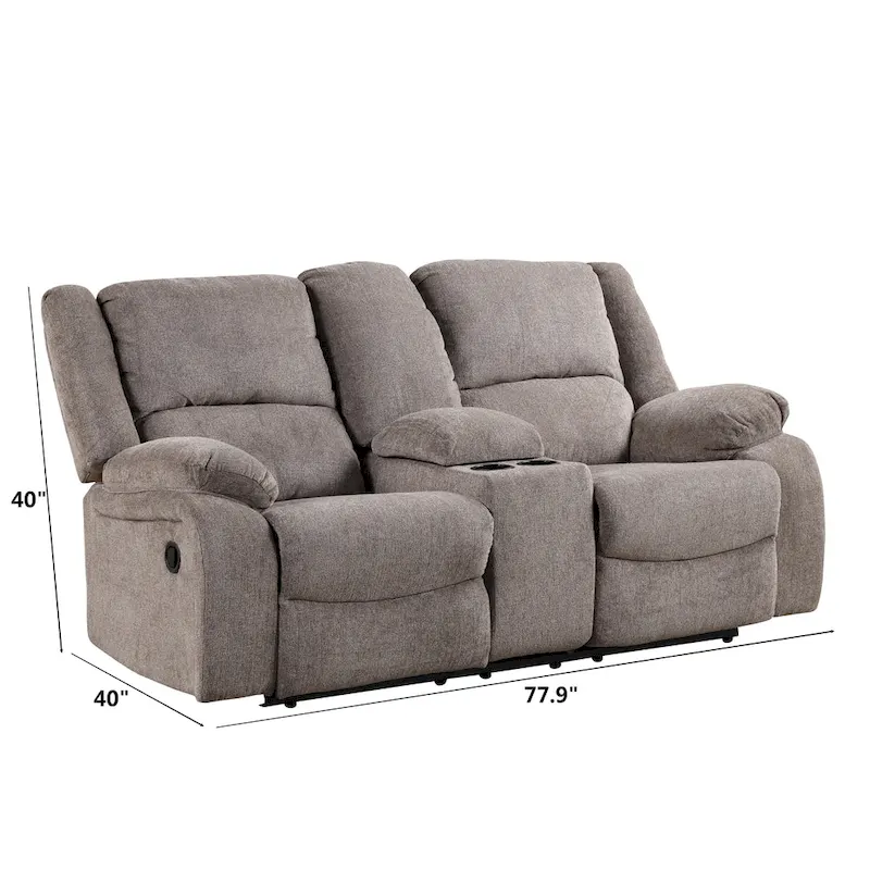 3-Piece Mocha Chenille Manual Reclining Sofa Set
