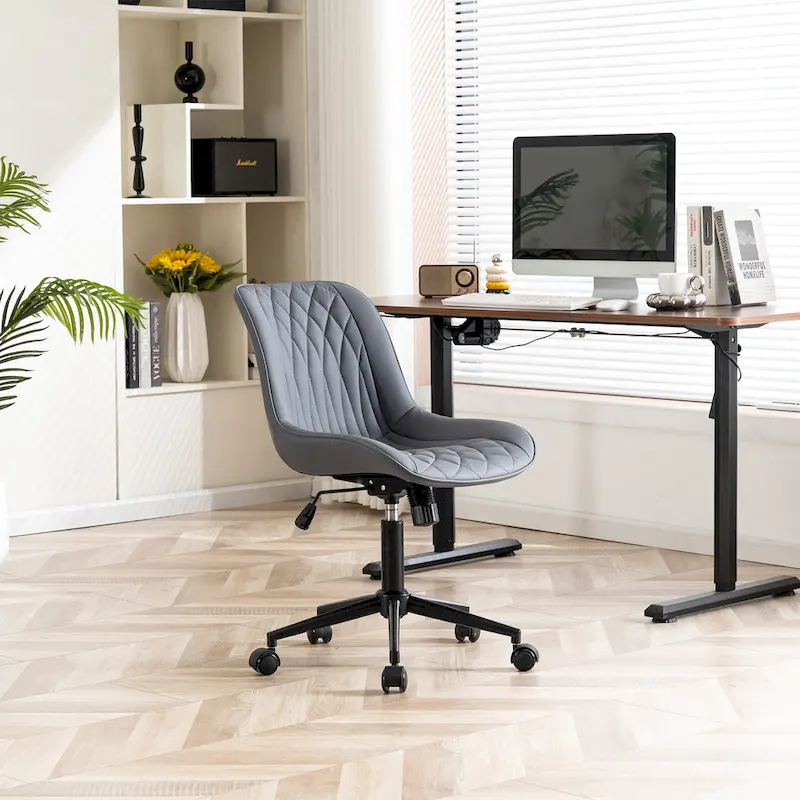 Armless Home Office Desk Chairs with Wheels Rolling Task Chair