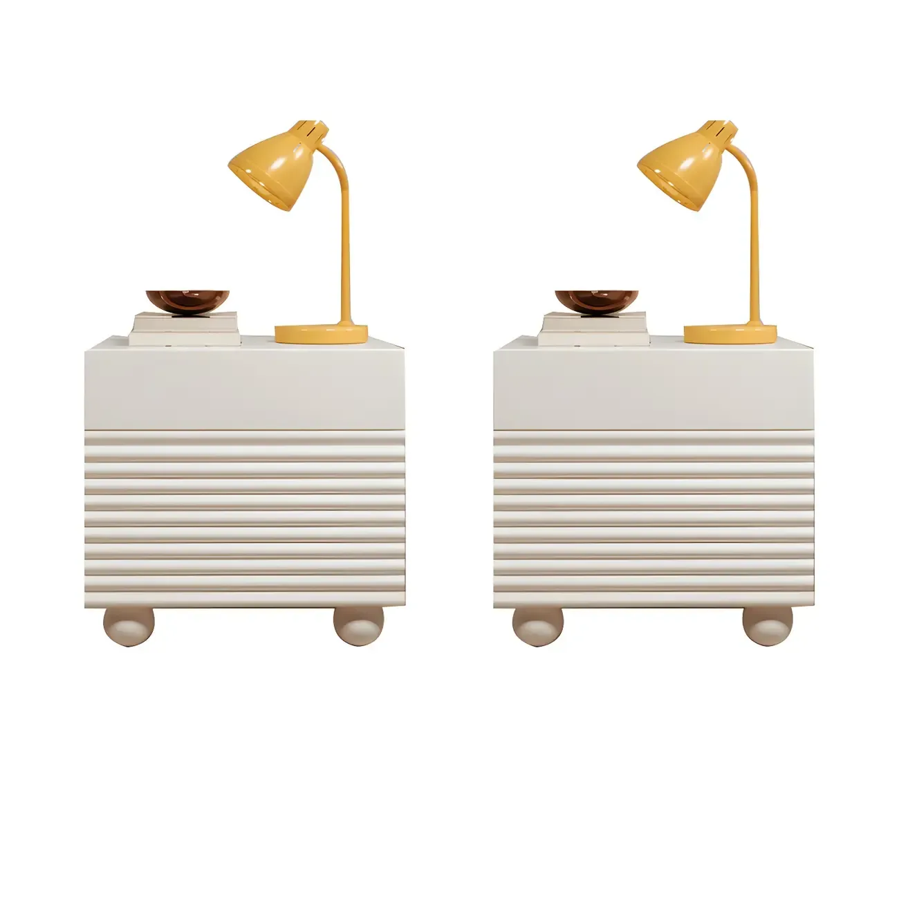 Princess Rectabgular White Wood Nightstand with 2 Drawers