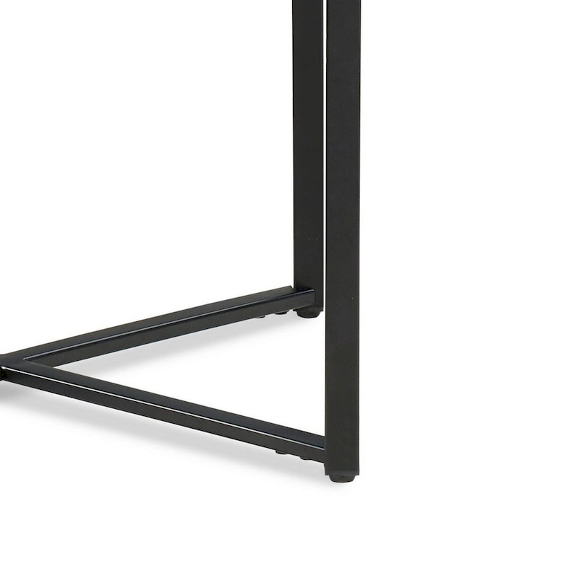 20 Inch Modern Side End Table, Carrara Marble Top, Steel Frame, Smooth Gray