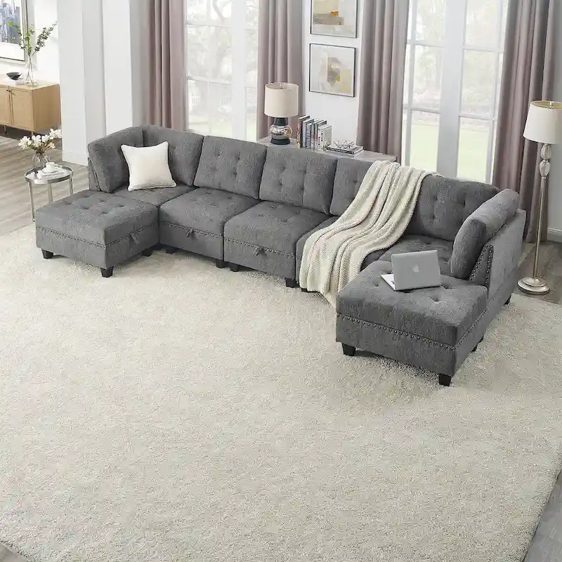 DIY Combination Modular Sectional Sofa, Gray