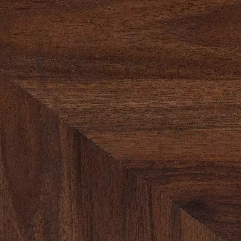 6-Drawer Mid-Century Dresser – Walnut Brown & Gold, Geometric Grain, Angled Legs