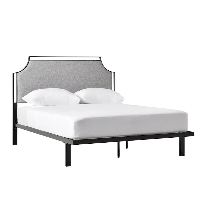 Middlebrook Designs Upholstered Curved Metal Queen Bedframe