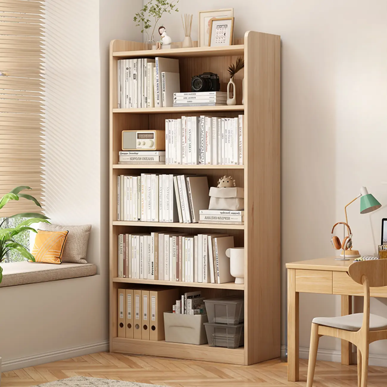 Natural Pine Vertical 6-Tier Barrister Closed Back Bookcase