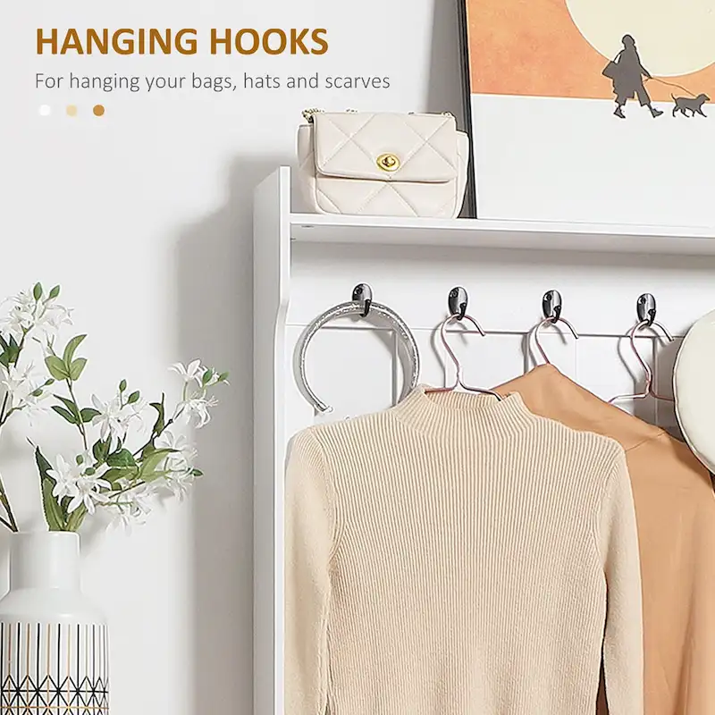 Light Oak and White Shoe Cabinet with Drop Down Drawer